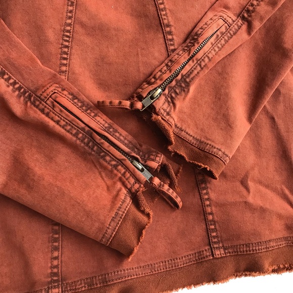 Free People Jacket Size-XS Draped Moto Orange EUC - Picture 5 of 8